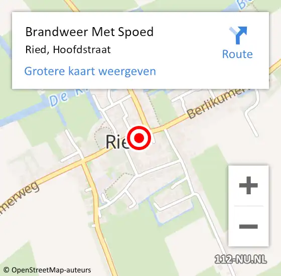 Locatie op kaart van de 112 melding: Brandweer Met Spoed Naar Ried, Hoofdstraat op 28 oktober 2013 20:19