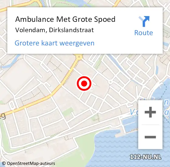 Locatie op kaart van de 112 melding: Ambulance Met Grote Spoed Naar Volendam, Dirkslandstraat op 4 februari 2015 20:46