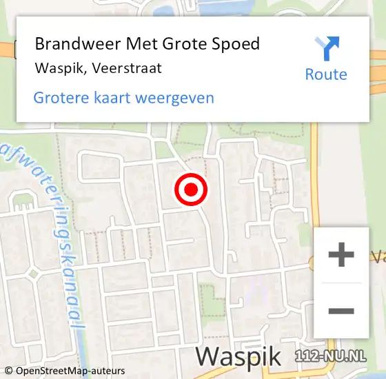 Locatie op kaart van de 112 melding: Brandweer Met Grote Spoed Naar Waspik, Veerstraat op 4 februari 2015 21:00