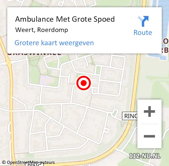 Locatie op kaart van de 112 melding: Ambulance Met Grote Spoed Naar Weert, Roerdomp op 4 februari 2015 21:04