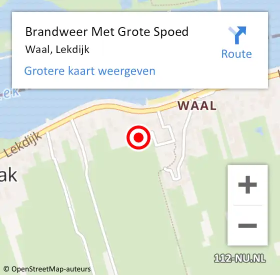 Locatie op kaart van de 112 melding: Brandweer Met Grote Spoed Naar Waal, Lekdijk op 4 februari 2015 21:17