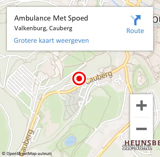 Locatie op kaart van de 112 melding: Ambulance Met Spoed Naar Valkenburg, Cauberg op 4 februari 2015 21:37