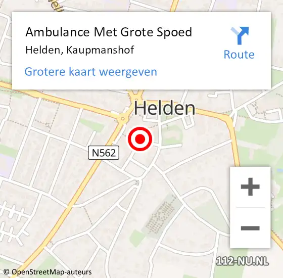 Locatie op kaart van de 112 melding: Ambulance Met Grote Spoed Naar Helden, Kaupmanshof op 28 oktober 2013 20:28