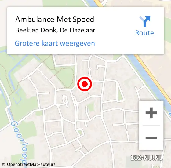 Locatie op kaart van de 112 melding: Ambulance Met Spoed Naar Beek en Donk, De Hazelaar op 4 februari 2015 23:10