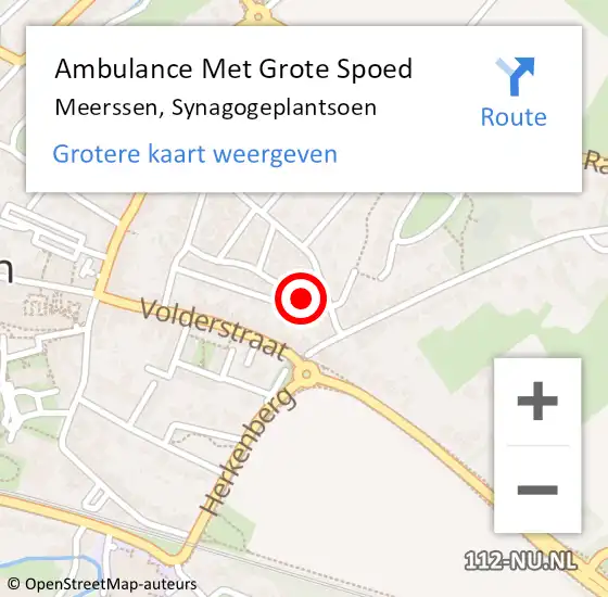 Locatie op kaart van de 112 melding: Ambulance Met Grote Spoed Naar Meerssen, Synagogeplantsoen op 4 februari 2015 23:19