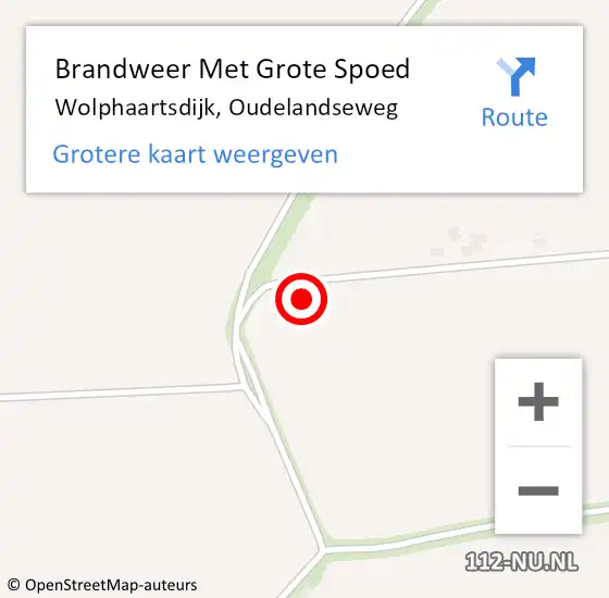 Locatie op kaart van de 112 melding: Brandweer Met Grote Spoed Naar Wolphaartsdijk, Oudelandseweg op 4 februari 2015 23:31