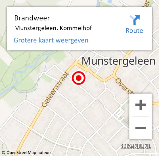 Locatie op kaart van de 112 melding: Brandweer Munstergeleen, Kommelhof op 4 februari 2015 23:52