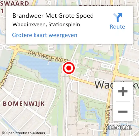 Locatie op kaart van de 112 melding: Brandweer Met Grote Spoed Naar Waddinxveen, Stationsplein op 5 februari 2015 00:00