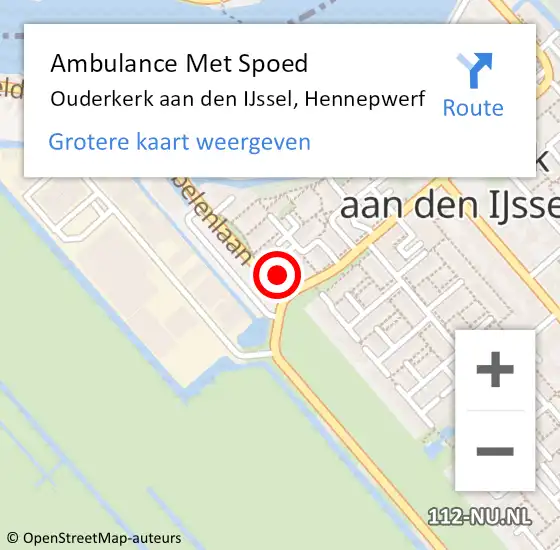 Locatie op kaart van de 112 melding: Ambulance Met Spoed Naar Ouderkerk aan den IJssel, Hennepwerf op 28 oktober 2013 20:33