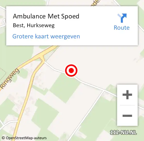 Locatie op kaart van de 112 melding: Ambulance Met Spoed Naar Best, Hurkseweg op 5 februari 2015 00:11