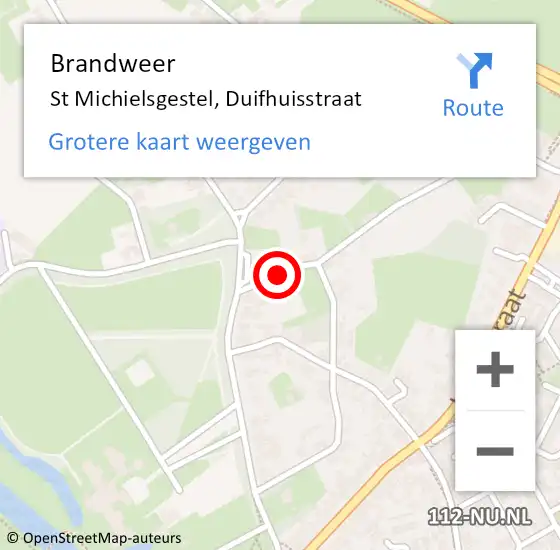 Locatie op kaart van de 112 melding: Brandweer St Michielsgestel, Duifhuisstraat op 28 oktober 2013 20:35