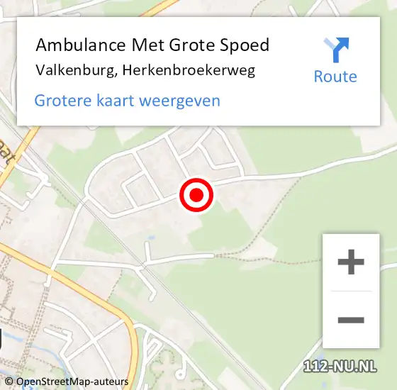 Locatie op kaart van de 112 melding: Ambulance Met Grote Spoed Naar Valkenburg, Herkenbroekerweg op 5 februari 2015 00:45