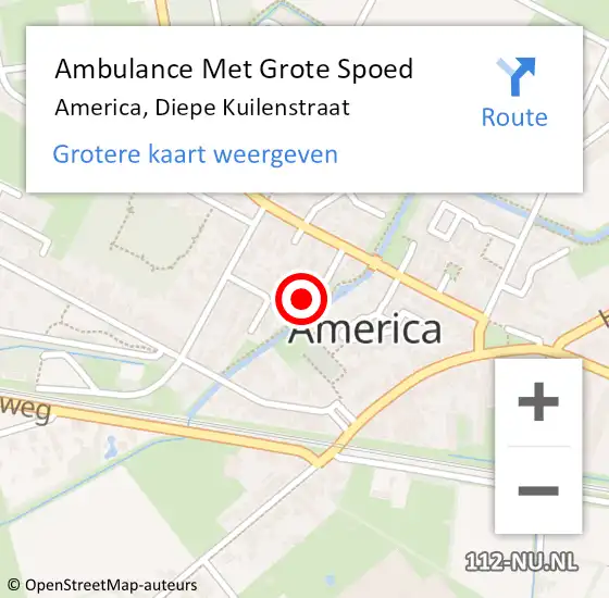 Locatie op kaart van de 112 melding: Ambulance Met Grote Spoed Naar America, Diepe Kuilenstraat op 5 februari 2015 02:27