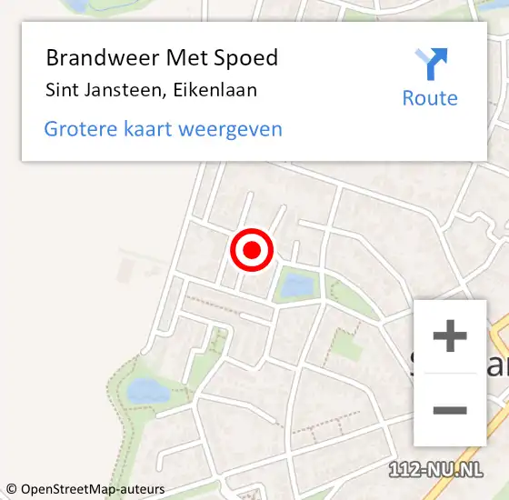 Locatie op kaart van de 112 melding: Brandweer Met Spoed Naar Sint Jansteen, Eikenlaan op 5 februari 2015 05:04