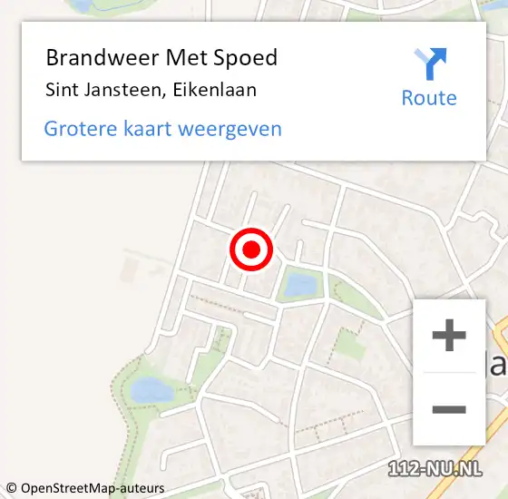 Locatie op kaart van de 112 melding: Brandweer Met Spoed Naar Sint Jansteen, Eikenlaan op 5 februari 2015 06:08