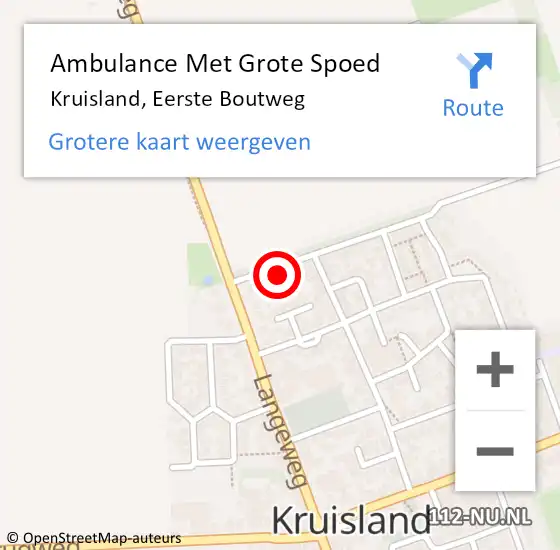 Locatie op kaart van de 112 melding: Ambulance Met Grote Spoed Naar Kruisland, Eerste Boutweg op 5 februari 2015 06:35