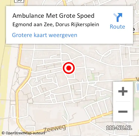 Locatie op kaart van de 112 melding: Ambulance Met Grote Spoed Naar Egmond aan Zee, Dorus Rijkersplein op 5 februari 2015 07:13