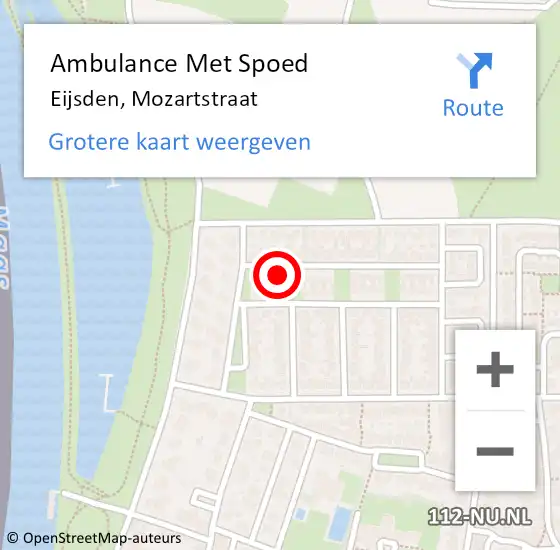 Locatie op kaart van de 112 melding: Ambulance Met Spoed Naar Eijsden, Mozartstraat op 5 februari 2015 07:29