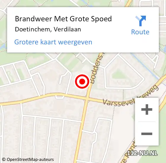 Locatie op kaart van de 112 melding: Brandweer Met Grote Spoed Naar Doetinchem, Verdilaan op 5 februari 2015 07:35