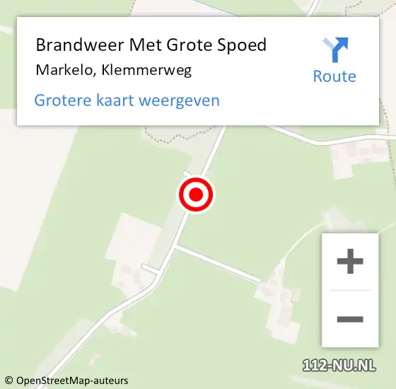 Locatie op kaart van de 112 melding: Brandweer Met Grote Spoed Naar Markelo, Klemmerweg op 5 februari 2015 07:48