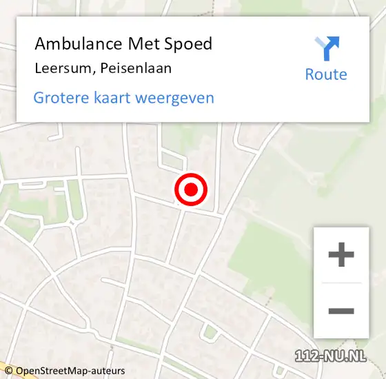 Locatie op kaart van de 112 melding: Ambulance Met Spoed Naar Leersum, Peisenlaan op 5 februari 2015 08:19