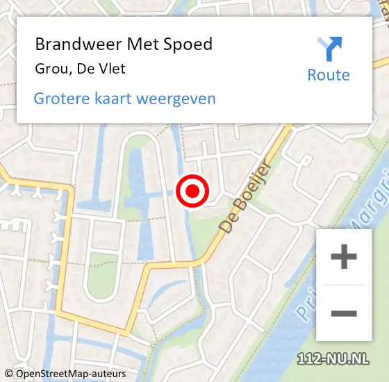 Locatie op kaart van de 112 melding: Brandweer Met Spoed Naar Grou, De Vlet op 28 oktober 2013 20:57