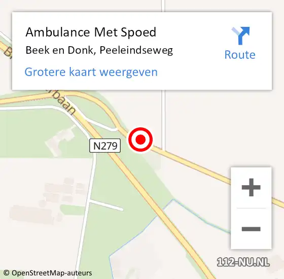 Locatie op kaart van de 112 melding: Ambulance Met Spoed Naar Beek en Donk, Peeleindseweg op 5 februari 2015 08:31