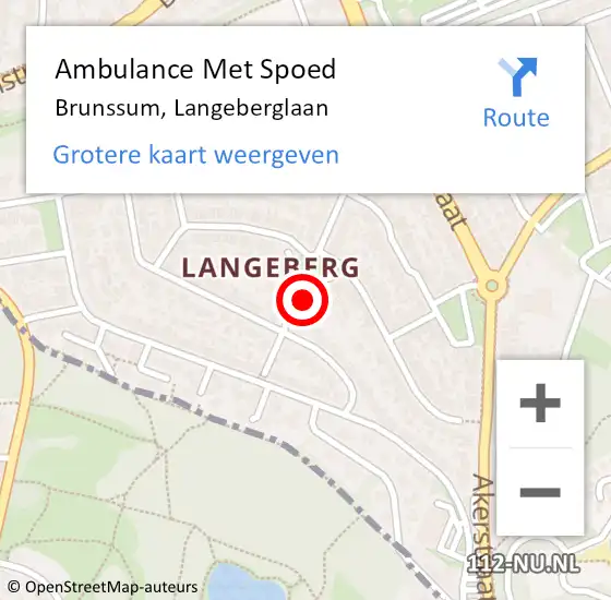 Locatie op kaart van de 112 melding: Ambulance Met Spoed Naar Brunssum, Langeberglaan op 5 februari 2015 08:33