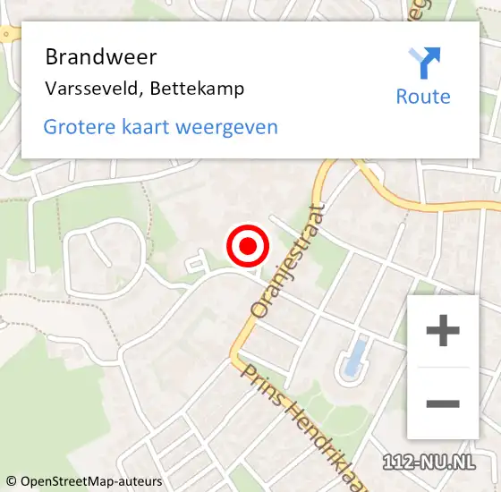 Locatie op kaart van de 112 melding: Brandweer Varsseveld, Bettekamp op 5 februari 2015 09:06