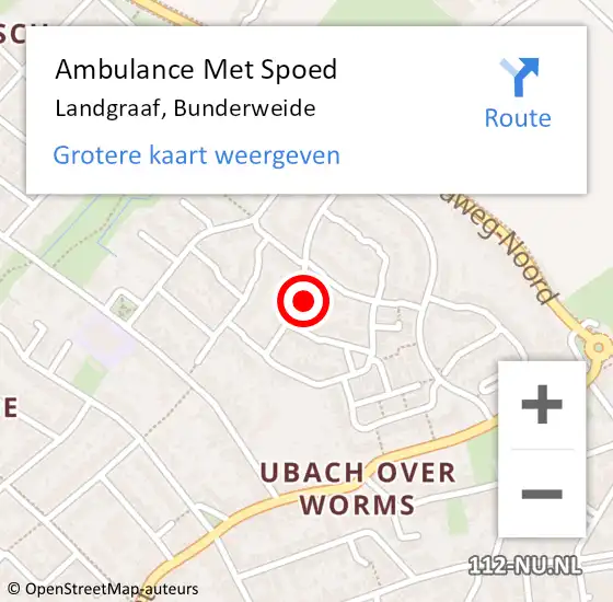 Locatie op kaart van de 112 melding: Ambulance Met Spoed Naar Landgraaf, Bunderweide op 5 februari 2015 09:26