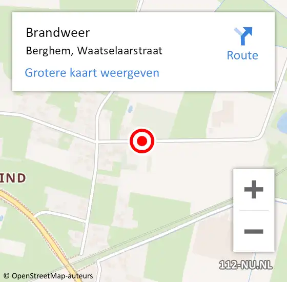 Locatie op kaart van de 112 melding: Brandweer Berghem, Waatselaarstraat op 28 oktober 2013 21:16