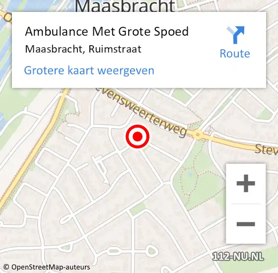 Locatie op kaart van de 112 melding: Ambulance Met Grote Spoed Naar Maasbracht, Ruimstraat op 5 februari 2015 09:59