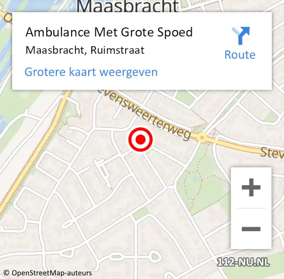 Locatie op kaart van de 112 melding: Ambulance Met Grote Spoed Naar Maasbracht, Ruimstraat op 5 februari 2015 10:00