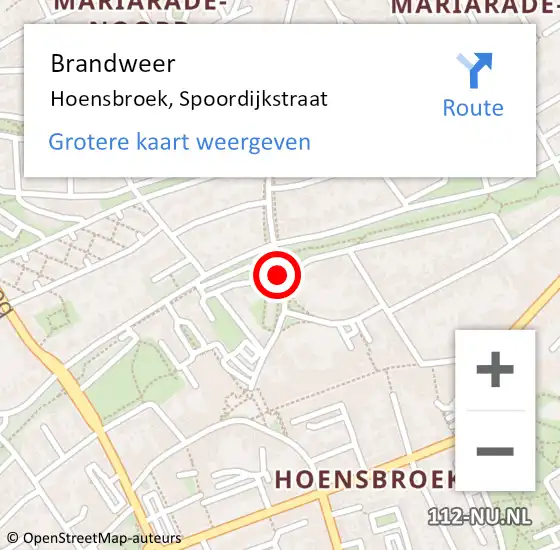 Locatie op kaart van de 112 melding: Brandweer Hoensbroek, Spoordijkstraat op 5 februari 2015 10:04