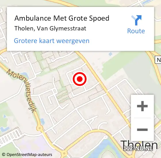 Locatie op kaart van de 112 melding: Ambulance Met Grote Spoed Naar Tholen, Van Glymesstraat op 5 februari 2015 10:43