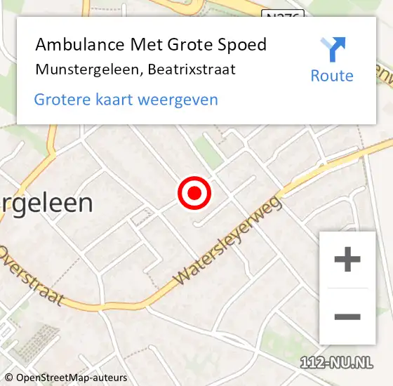 Locatie op kaart van de 112 melding: Ambulance Met Grote Spoed Naar Munstergeleen, Beatrixstraat op 5 februari 2015 10:43