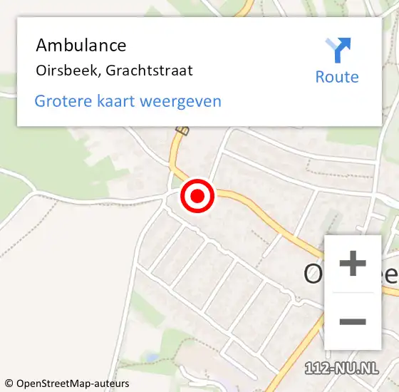 Locatie op kaart van de 112 melding: Ambulance Oirsbeek, Grachtstraat op 5 februari 2015 11:23