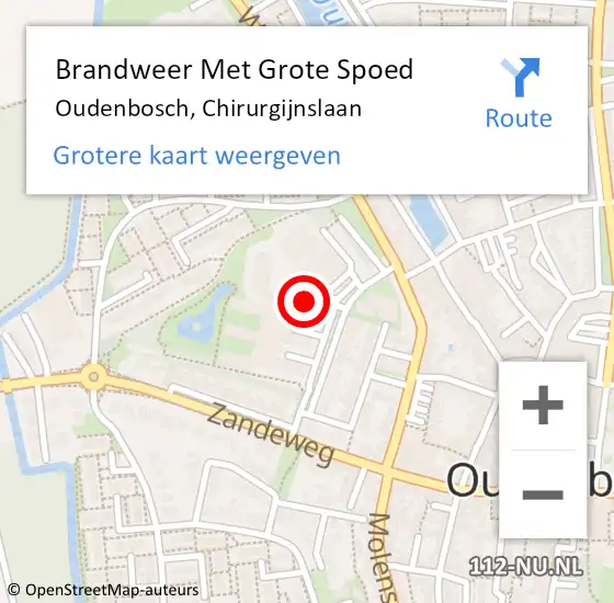 Locatie op kaart van de 112 melding: Brandweer Met Grote Spoed Naar Oudenbosch, Chirurgijnslaan op 28 oktober 2013 21:38