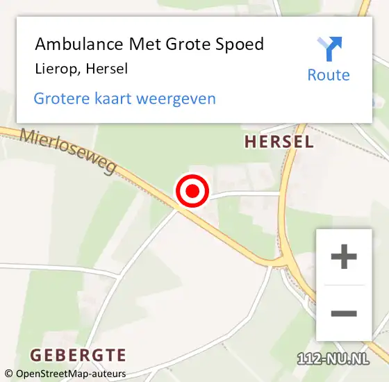 Locatie op kaart van de 112 melding: Ambulance Met Grote Spoed Naar Lierop, Hersel op 5 februari 2015 11:28