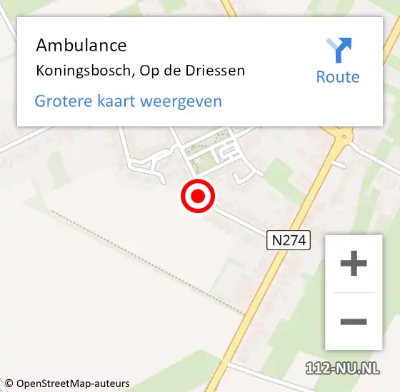 Locatie op kaart van de 112 melding: Ambulance Koningsbosch, Op de Driessen op 5 februari 2015 12:36