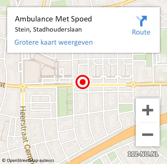 Locatie op kaart van de 112 melding: Ambulance Met Spoed Naar Stein, Stadhouderslaan op 5 februari 2015 12:42