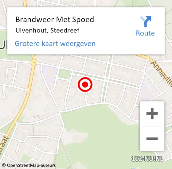 Locatie op kaart van de 112 melding: Brandweer Met Spoed Naar Ulvenhout, Steedreef op 28 oktober 2013 21:52