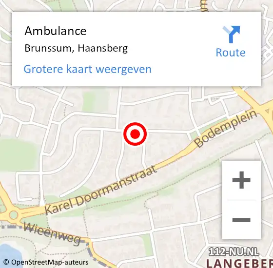 Locatie op kaart van de 112 melding: Ambulance Brunssum, Haansberg op 5 februari 2015 13:18