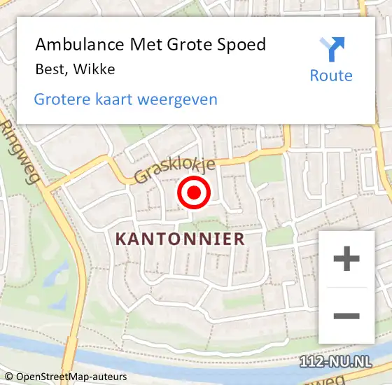 Locatie op kaart van de 112 melding: Ambulance Met Grote Spoed Naar Best, Wikke op 5 februari 2015 13:22