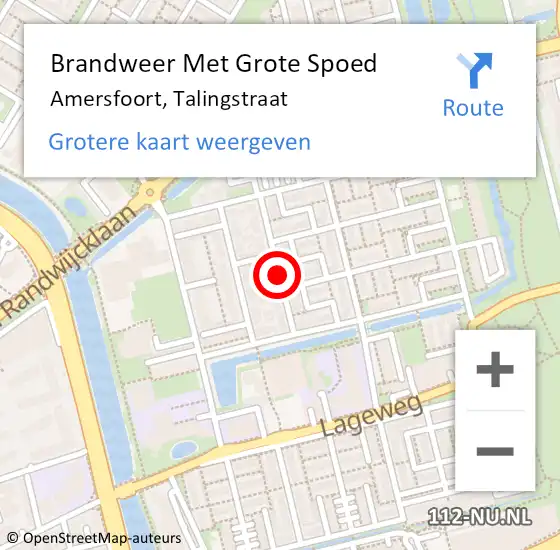 Locatie op kaart van de 112 melding: Brandweer Met Grote Spoed Naar Amersfoort, Talingstraat op 5 februari 2015 14:14