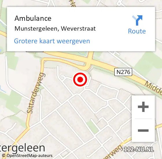 Locatie op kaart van de 112 melding: Ambulance Munstergeleen, Weverstraat op 5 februari 2015 14:40