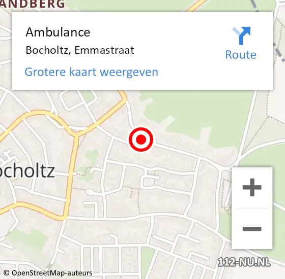 Locatie op kaart van de 112 melding: Ambulance Bocholtz, Emmastraat op 5 februari 2015 14:51