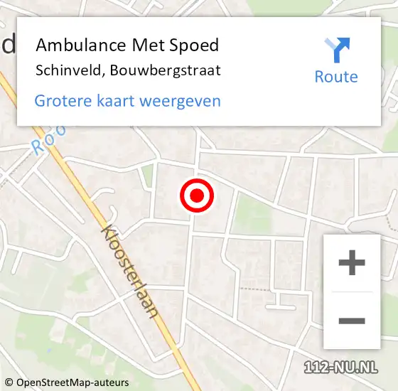 Locatie op kaart van de 112 melding: Ambulance Met Spoed Naar Schinveld, Bouwbergstraat op 5 februari 2015 14:58