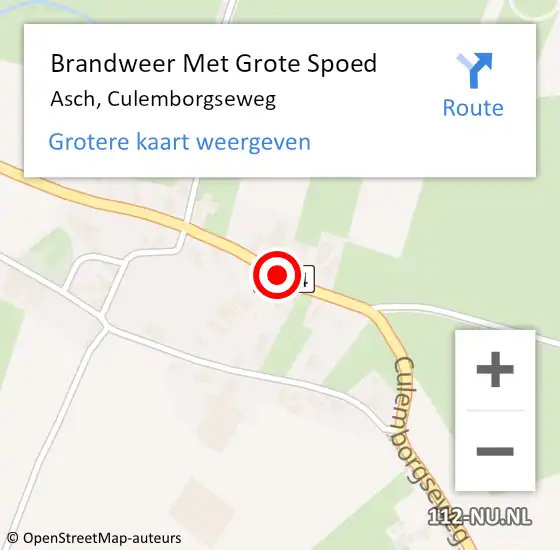 Locatie op kaart van de 112 melding: Brandweer Met Grote Spoed Naar Asch, Culemborgseweg op 5 februari 2015 15:10