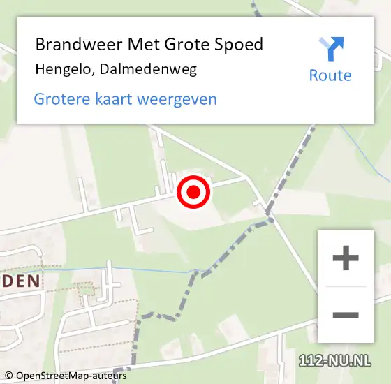 Locatie op kaart van de 112 melding: Brandweer Met Grote Spoed Naar Hengelo, Dalmedenweg op 5 februari 2015 15:14